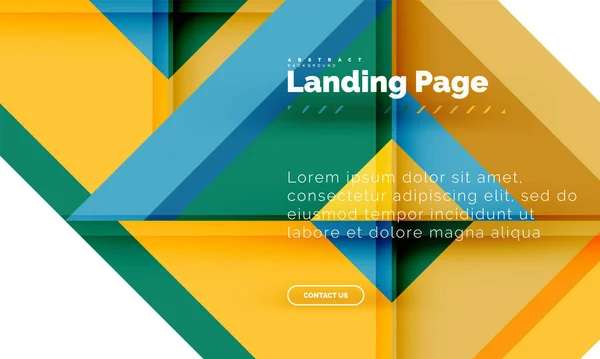 Forma cuadrada fondo abstracto geométrico, plantilla de diseño web de landing page — Archivo Imágenes Vectoriales