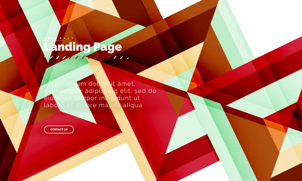 Forma quadrada fundo abstrato geométrico, modelo de web design de landing page —  Vetores de Stock