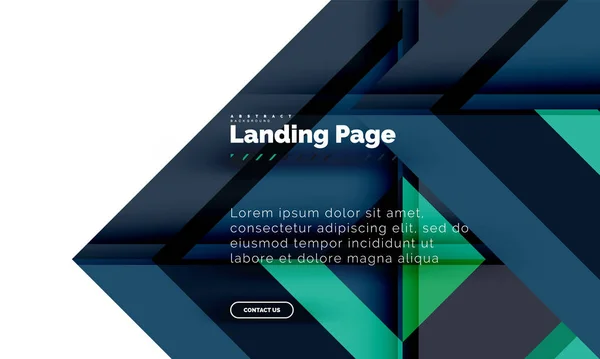 Forma cuadrada fondo abstracto geométrico, plantilla de diseño web de landing page — Vector de stock