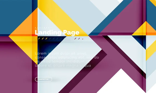 Forma cuadrada fondo abstracto geométrico, plantilla de diseño web de landing page — Vector de stock