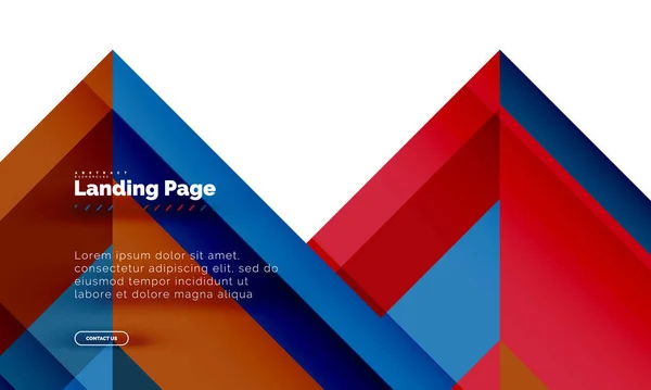 Négyzet alakú geometrikus absztrakt háttér, leszállás oldal web design sablon — Stock Vector