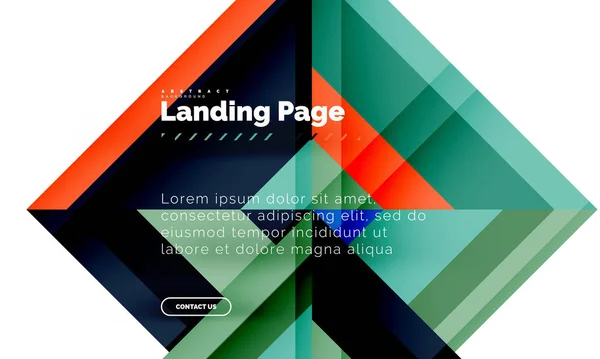 Forma quadrada fundo abstrato geométrico, modelo de web design de landing page —  Vetores de Stock