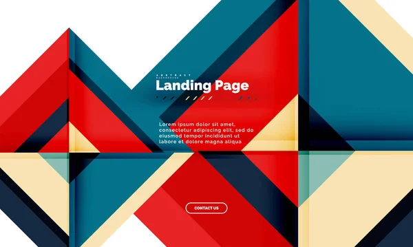 Forma cuadrada fondo abstracto geométrico, plantilla de diseño web de landing page — Archivo Imágenes Vectoriales