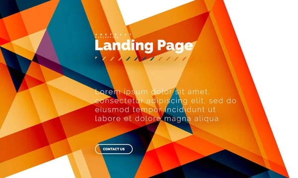 Forma cuadrada fondo abstracto geométrico, plantilla de diseño web de landing page — Vector de stock