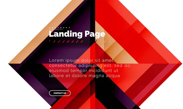 Forma cuadrada fondo abstracto geométrico, plantilla de diseño web de landing page — Archivo Imágenes Vectoriales