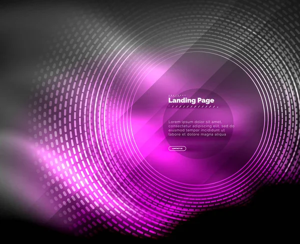 Neon Gloeiende Techno Lijnen Tech Futuristische Abstracte Achtergrond Met Cirkels — Stockvector