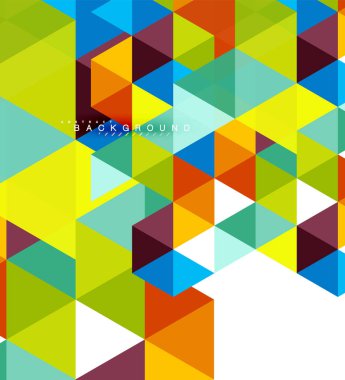 Çok renkli üçgenler arka plan, mozaik kavramı döşer.