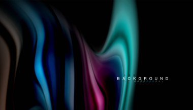 Sıvı renk arka plan, siyah, renkli mermer veya plastik dalga doku zemin, çok renkli şablonu için iş veya teknoloji sunu veya web broşür kapak üzerinde sıvı tasarım bükülmüş