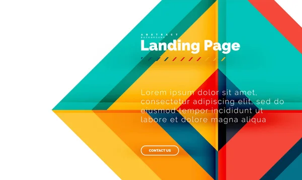 Quadratische Form geometrisch abstrakt Hintergrund, Landing Page Web-Design-Vorlage — Stockvektor