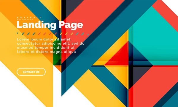 Quadratische Form geometrisch abstrakt Hintergrund, Landing Page Web-Design-Vorlage — Stockvektor