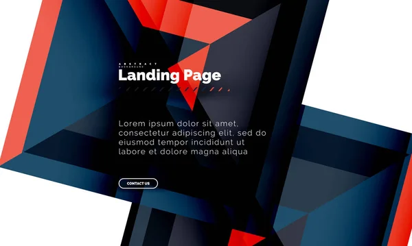 Forma quadrada fundo abstrato geométrico, modelo de web design de landing page — Vetor de Stock