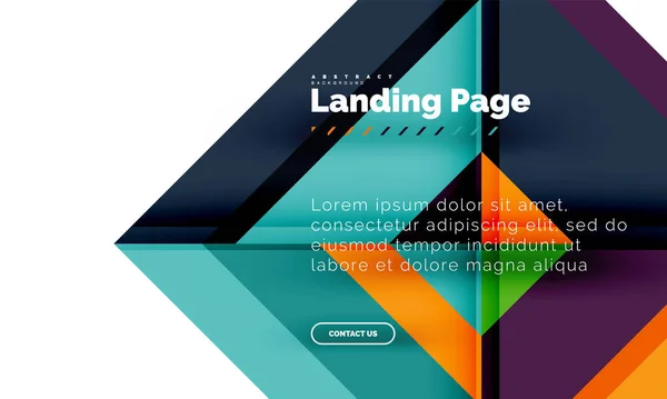 Quadratische Form geometrisch abstrakt Hintergrund, Landing Page Web-Design-Vorlage — Stockvektor