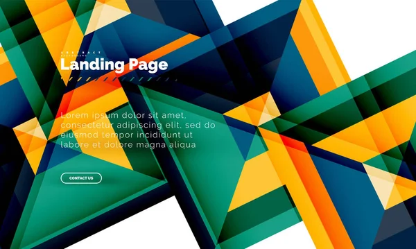 Sayfa Web Tasarım Şablonu Açılış Şekli Geometrik Arka Plan Kare — Stok Vektör