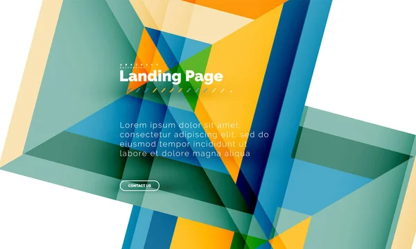 Forma quadrata sfondo geometrico astratto, landing page web design template — Vettoriale Stock