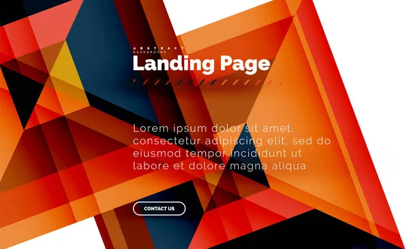 Forma quadrata sfondo geometrico astratto, landing page web design template — Vettoriale Stock