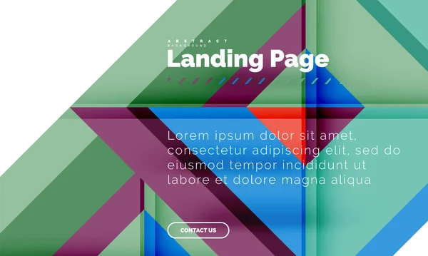 Forma quadrada fundo abstrato geométrico, modelo de web design de landing page — Vetor de Stock