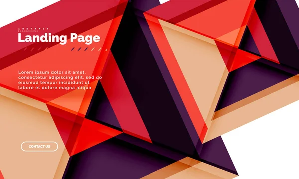 Quadratische Form geometrisch abstrakt Hintergrund, Landing Page Web-Design-Vorlage — Stockvektor