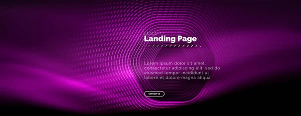 Neon glühende Techno-Sechseck-Formlinien, Hi-Tech futuristischer abstrakter Hintergrund, Landing Page Template — Stockvektor