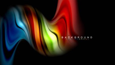 Sıvı renk arka plan, siyah, renkli mermer veya plastik dalga doku zemin, çok renkli şablonu için iş veya teknoloji sunu veya web broşür kapak üzerinde sıvı tasarım bükülmüş