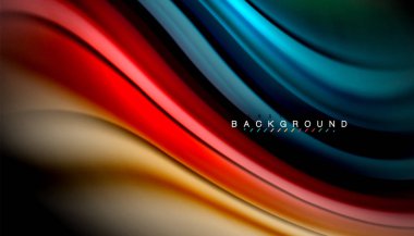 Sıvı renk arka plan, siyah, renkli mermer veya plastik dalga doku zemin, çok renkli şablonu için iş veya teknoloji sunu veya web broşür kapak üzerinde sıvı tasarım bükülmüş