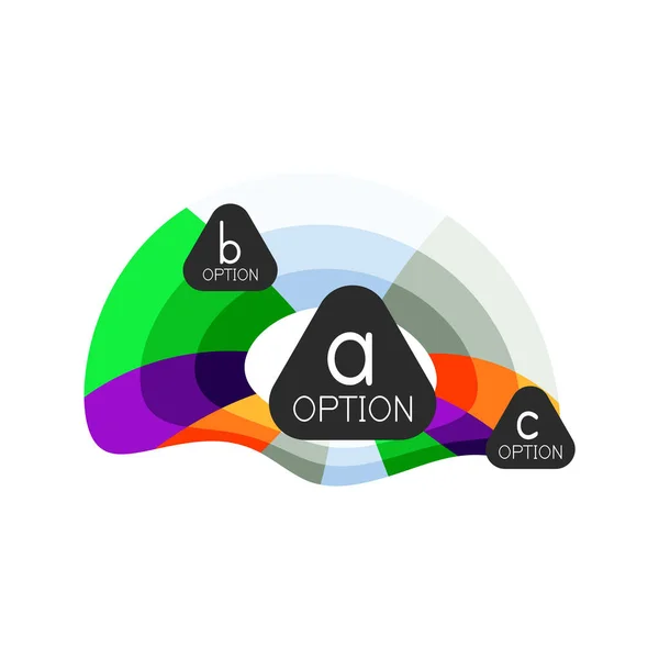 Modelo de design de infográficos de opção geométrica colorida abstrata com opções de abc de amostra. Antecedentes abstratos para apresentação de negócios ou banner de informações — Vetor de Stock