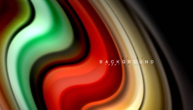 Sıvı renk arka plan, siyah, renkli mermer veya plastik dalga doku zemin, çok renkli şablonu için iş veya teknoloji sunu veya web broşür kapak üzerinde sıvı tasarım bükülmüş