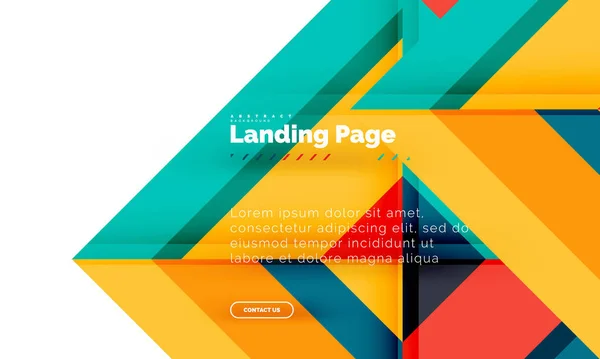 Forma cuadrada fondo abstracto geométrico, plantilla de diseño web de landing page — Archivo Imágenes Vectoriales