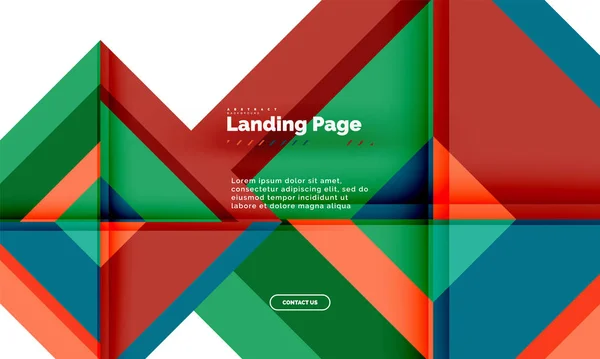 Forma cuadrada fondo abstracto geométrico, plantilla de diseño web de landing page — Archivo Imágenes Vectoriales