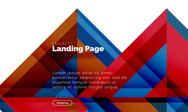 Forma quadrata sfondo geometrico astratto, landing page web design template — Vettoriale Stock