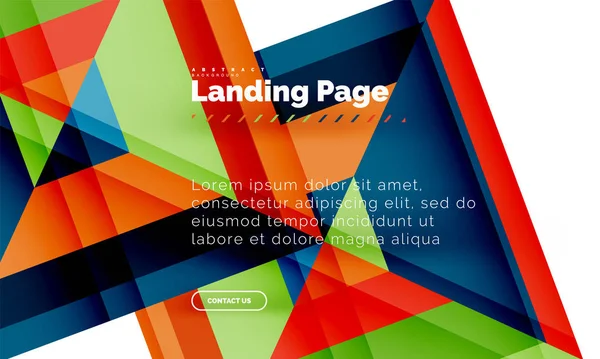 Forma cuadrada fondo abstracto geométrico, plantilla de diseño web de landing page — Archivo Imágenes Vectoriales