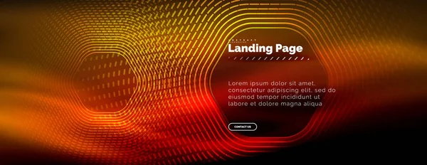 Neón brillantes líneas de forma de hexágono techno, fondo abstracto futurista de alta tecnología, plantilla de landing page — Vector de stock