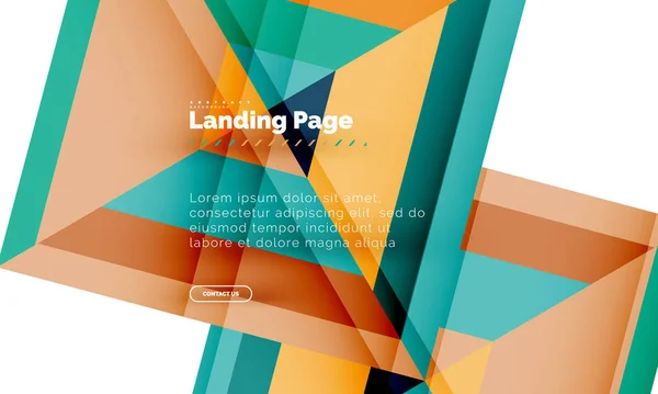 Fyrkantig form geometriska abstrakt bakgrund, landning sida webb-mall — Stock vektor