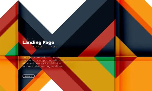 Forma cuadrada fondo abstracto geométrico, plantilla de diseño web de landing page — Archivo Imágenes Vectoriales