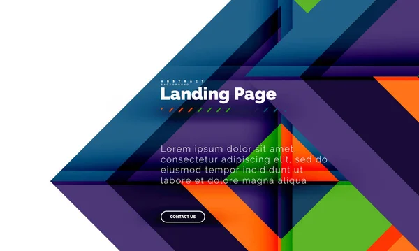 Forma quadrada fundo abstrato geométrico, modelo de web design de landing page —  Vetores de Stock