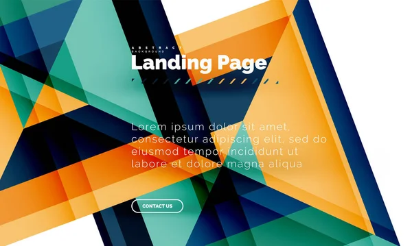 Forma quadrata sfondo geometrico astratto, landing page web design template — Vettoriale Stock