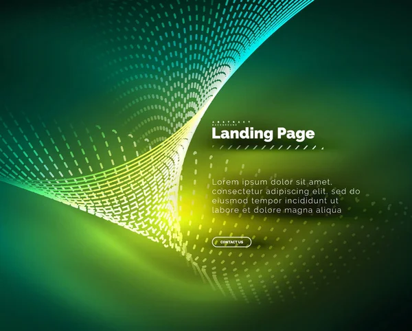 Fondo luminoso de neón para landing page — Archivo Imágenes Vectoriales