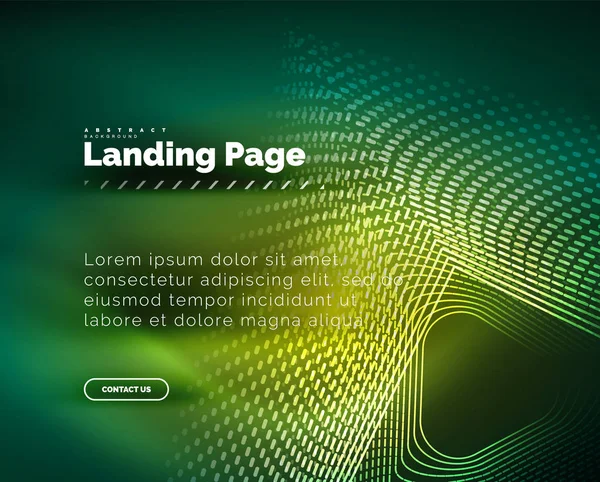 Fundo Brilhante Néon Para Landing Page Ilustração Vetorial — Vetor de Stock