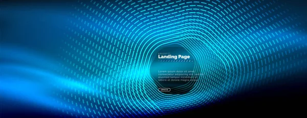 Neon glühende Techno-Sechseck-Formlinien, Hi-Tech futuristischer abstrakter Hintergrund, Landing Page Template — Stockvektor