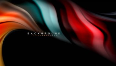 Sıvı renk arka plan, siyah, renkli mermer veya plastik dalga doku zemin, çok renkli şablonu için iş veya teknoloji sunu veya web broşür kapak üzerinde sıvı tasarım bükülmüş