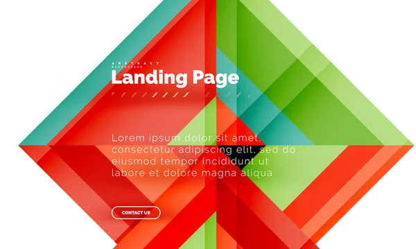 Forma cuadrada fondo abstracto geométrico, plantilla de diseño web de landing page — Archivo Imágenes Vectoriales