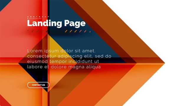 Quadratische Form geometrisch abstrakt Hintergrund, Landing Page Web-Design-Vorlage — Stockvektor