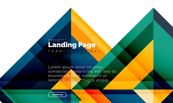 Négyzet alakú geometrikus absztrakt háttér, leszállás oldal web design sablon — Stock Vector