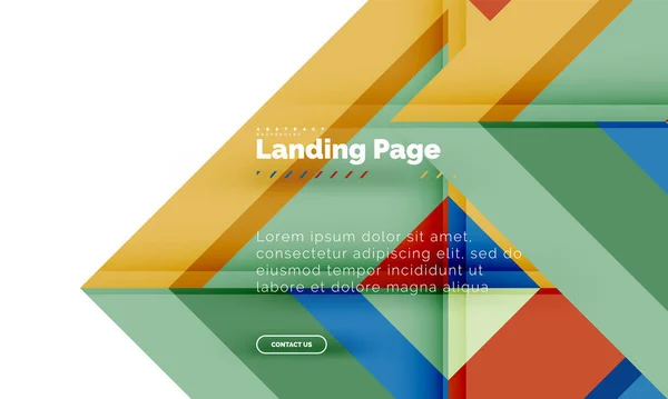 Forma quadrada fundo abstrato geométrico, modelo de web design de landing page — Vetor de Stock