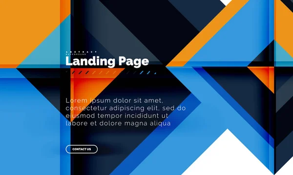 Forma quadrada fundo abstrato geométrico, modelo de web design de landing page — Vetor de Stock