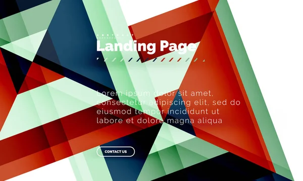 Forma quadrada fundo abstrato geométrico, modelo de web design de landing page —  Vetores de Stock