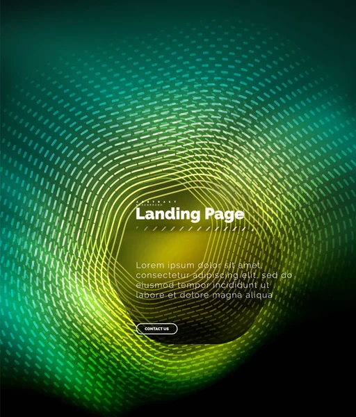 Neón brillantes líneas de forma de hexágono techno, fondo abstracto futurista de alta tecnología, plantilla de landing page — Vector de stock