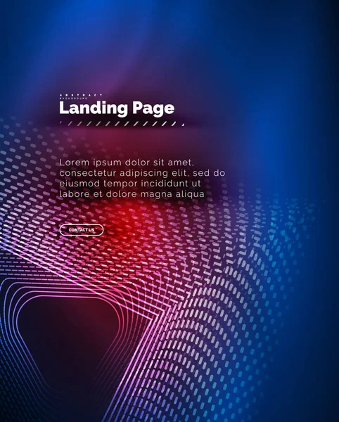 Fundo brilhante de néon para landing page — Vetor de Stock