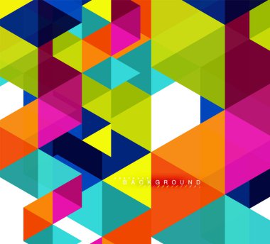 Çok renkli üçgenler arka plan, mozaik kavramı döşer.