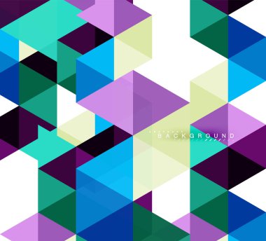 Çok renkli üçgenler arka plan, mozaik kavramı döşer.