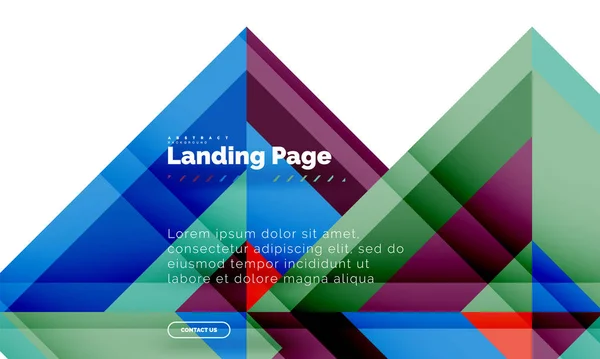 Forma quadrada fundo abstrato geométrico, modelo de web design de landing page —  Vetores de Stock